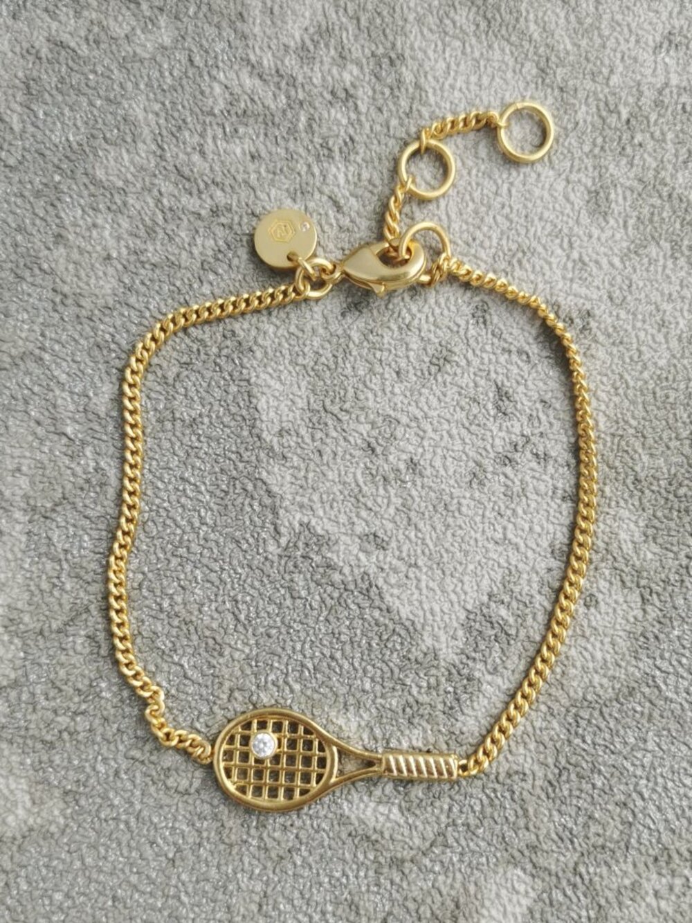 Julie Vos Gold Tennis Racquet Delicate Bracelet Genuine